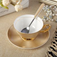 European-style household coffee mug cups and saucer set living room teacup bone china gold light luxury cup With All CE EU