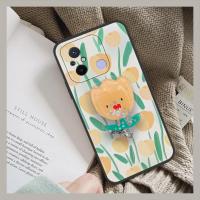 Anti-dust Back Cover Phone Case For Redmi 12C/Redmi 11A 4G TPU armor case Cute protective phone stand holder Silicone