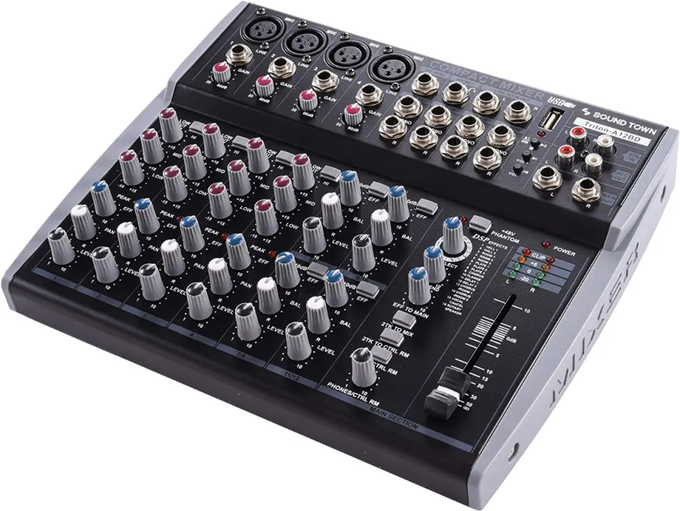 Sound Town Professional 12-Channel Audio Mixer with USB Interface, Bluetooth and DSP (TRITON-A12BD)