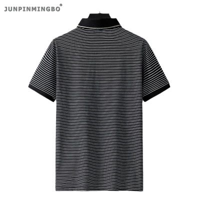 JUNPINMINGBO M-4XL โปโลผู้ชาย,เสื้อโปโลระบายอากาศลายทางแขนสั้นสไตล์แฟชั่นใหม่เสื้อยืดลำลองวัยรุ่นสำหรับฤดูร้อน