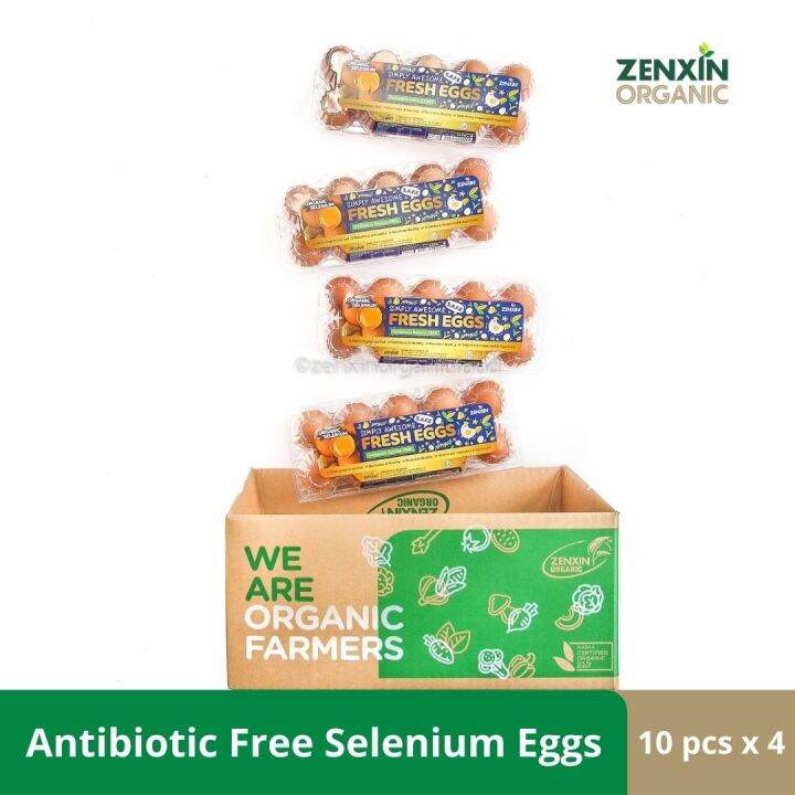 ZENXIN Fresh Antibiotic Free Eggs (Selenium Enriched) 40pcs/4boxes Lazada