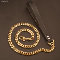 ▩♞✥ Traction Leash Faux Leather Strong Metal Cuba Stainless Steel Pet Chain for Dog