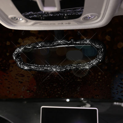 Sparking Neck Pillow Tissue Box Gear Box Black Car Steering Wheel Cover Crystal Rhinestone Auto Car Accerssories Bling Protector