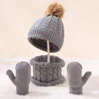 【YD】 Baby Hat And Scarf Gloves Set Kids Twist Knitted Beanie Cap Newborn Snood Infant Toddler Bonnet Accessories