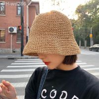 Fashion Korean Straw Hat Casual Women Visor Bucket Hat Fisherman Caps Hand Weaving Panama Sun Hats For Summer Beach