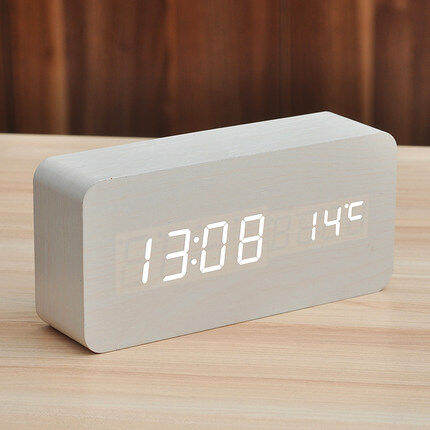 พร้อมสต็อกในประเทศไทย-wood-led-alarm-clock-นาฬิกาดิจิตอลนาฬิกาดิจิตอลไม้-led-นาฬิกาปลุกแสดงเวลาวันที่-ปี-การตั้งค่าการเตือนและอุณหภูมิ