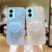 เคส TPU แฟชั่นใหม่2023เคสโทรศัพท์ VIVO Y36 Y27 Y02T Y02A นิ่มสำหรับ VIVOY36 4G 5G ฝาหลังซิลิโคนส่องแสงเป็นประกายวิบวับกลิตเตอร์ Vivo Y27 5G พร้อมที่ยึดความรัก