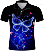 Summer 3D printed Polo shirt Mens butterfly casual Harajuku short-sleeved shirt (6) fashion polo shirt