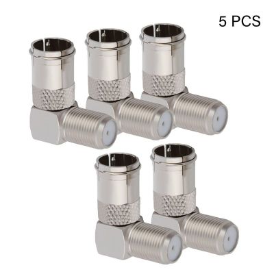 5 Pcs 90องศามุมขวา TV Aerial Cable Connector RF Coaxial F หญิงทีวีหญิง Plug To Female