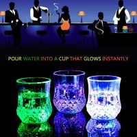 Polocat LED Flashing Glowing Water Liquid Activated Light-up Glass Cup Mug For Party Bars