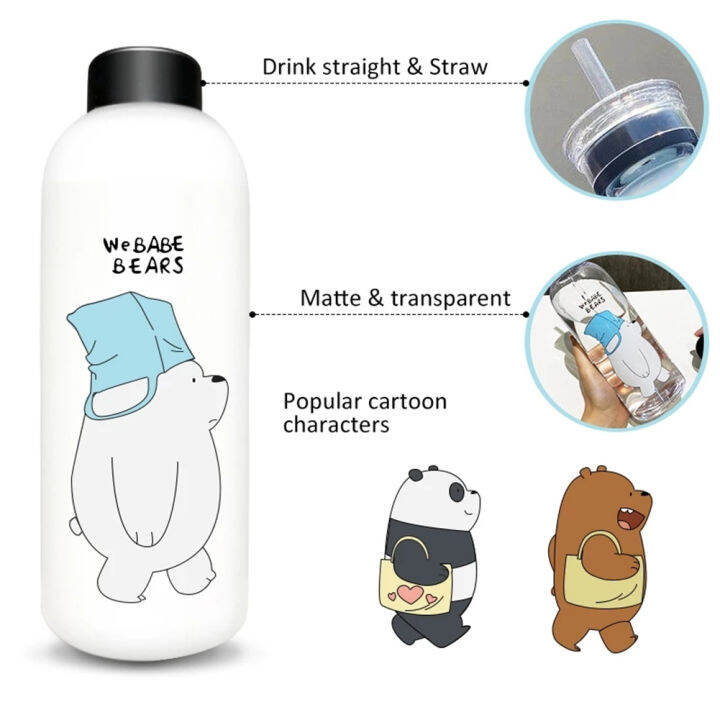 1000ml-we-bare-bears-ขวดฟางสองชั้นแก้วน้ำ-panda-grizzly-และ-ice-bear-yococo