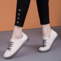 รองเท้าผ้าใบสำหรับผู้หญิง,รองเท้าสีขาวบลูโคล่ารองเท้าผ้าใบพื้นนุ่มลำลองรองเท้าสไตล์เกาหลีเดี่ยว