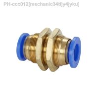 Pneumatic Fitting Air Connector Tube Quick Fittings Pipe Push In Hose PM Bulkhead Clapboard Straight-through 4 6 8 10mm Copper