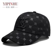 TOP☆Hat Mens Version Tide Printing Embroidery Mens Baseball Cap Summer All-Black All-Match Street Tide Brand Peaked Cap Men