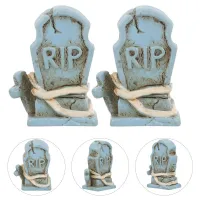 Funnmall 10 ชิ้นตกแต่ง Tombstone เรซิ่น Tombstone ฮาโลวีน Tombstone ตกแต่ง Miniature ตกแต่งฮาโลวีน