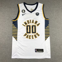 ผู้ชายขายร้อน2022-23อินเดียนา Pacers คำตัดสินหน้าวัวสวิงแมนย์-ขาว/น้ำเงิน/ขาว