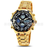 Quamer 165 Mens Metal Double Inserts Electronic Display Multifunctional Fashion Casual Watch