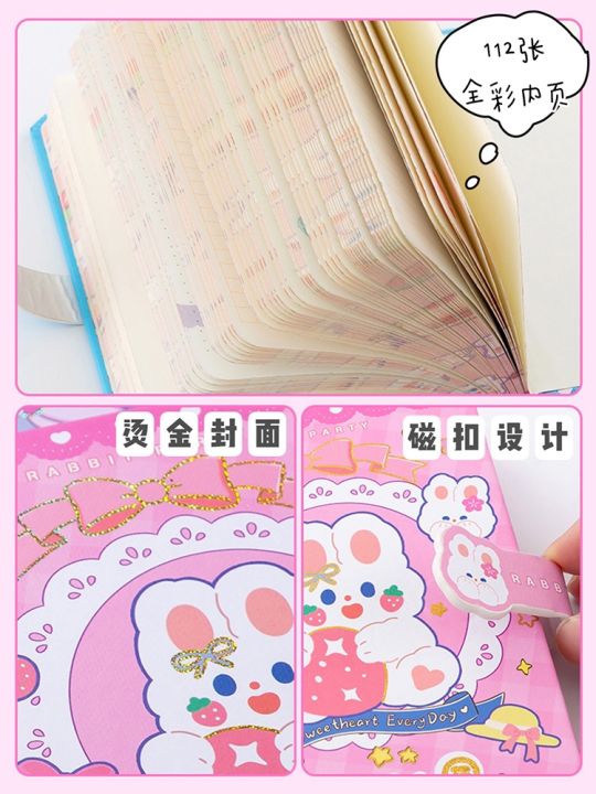 with-buckle-rabbit-children-pupil-special-hand-high-notebook-appearance-cute-girl-walking-sticks-diary-nice-beautiful-dress-book-a-grade
