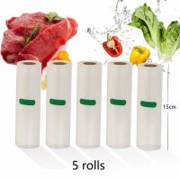 BPA FREE 5 Rolls/Lot Vacuum bag Storage Bags Machine Film Sealer Vacuum Packing Food Fresh Long Keeping 15cmx500cm