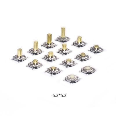 500pcs/1000pcs 5.2x5.2(4x4) High 1.5 6.0 high touch tact switch 4PIN Metal SMD Tactile 12V Micro Push Button 4x4 copper feet