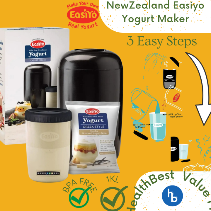 New Zealand Easiyo Yoghurt Maker Black Lid & Storage Jar + Temperature