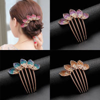 Korean version of new Rhinestone Pearl bow hair accessories popular five tooth disc comb