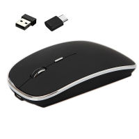 เมาส์ไร้สายแบบชาร์จได้แบบพกพา Silent USB และ Type-C Dual Mode Mouse 3 DPI ที่ปรับได้สำหรับแล็ปท็อป,Mac, , Android, PC