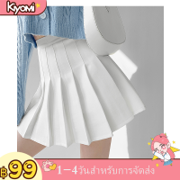 Kiyomi Solid color womens clothing Korean cute skirt Knee length short skirt tennis skirt