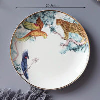 European Ceramic Tableware Forest Animal Coffee Cup Saucer Set Dessert Fruit Steak Plate Home Table Decor Porcelain Dinner Dish