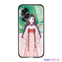 เคสโทรศัพท์พร้อมสำหรับ OPPO A58 4G ภาพยนตร์การ์ตูนน่ารักสาวกันกระแทกหรูหราเคสประกบหลังแบบแข็งกระจกเทมเปอร์เคสโทรศัพท์มันวาว