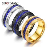 Aishang Shop SHOUMAN สร้อยคอสีดำทอง8มม.,โลหะทรงกลมสแตนเลสสีฟ้าแหวนคริสตัลสำหรับผู้ชายผู้หญิงเครื่องประดับคู่รักแกะสลักงานแต่งงานแบบกำหนดเอง