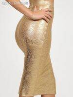 ♀สติ๊กเกอร์27bf6658 Beaukey Sexy Metálico Ouro Midi Bandage Saia 2022 Para As Mulheres Festa Nightclub Lápis Preto Senhora Bodycon Celebridade Xl