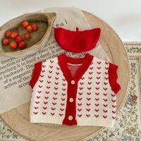 [COD] 2022 autumn girl baby all-match 0-2 years old cardigan yarn knitted sweater jacquard V-neck vest jacket