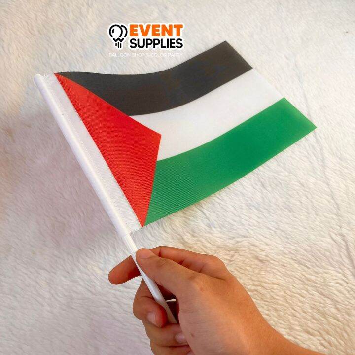 [10 Pcs ]Bendera Tangan Palestina Kain Dengan Stik Palestine Tangkai ...