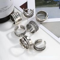 Vintage Punk Gothic Rings For Women Fashion Exaggerated Antique Siver Color Opening Adjustable Rings 2022 Trends Jewelry Gift