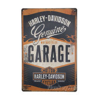 ป้ายสังกะสีวินเทจ Harley Davidson Genuine Garage Motorcycles, ขนาด 20x30 ซม