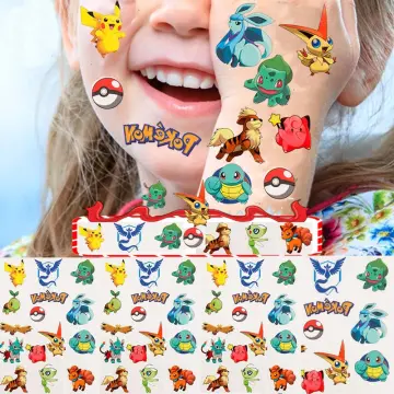Anima Tattoopokemon Tattoo Stickers - Pikachu & Gengar Cartoon Body Art  For Kids & Adults