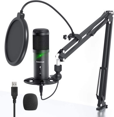 SUDOTACK USB Streaming PC Microphone, Zero-Latency Monitoring Professional 192kHz/24Bit Studio Cardioid Condenser Mic Kit with Mute Button, for Podcasting,Gaming,Home Recording,YouTube