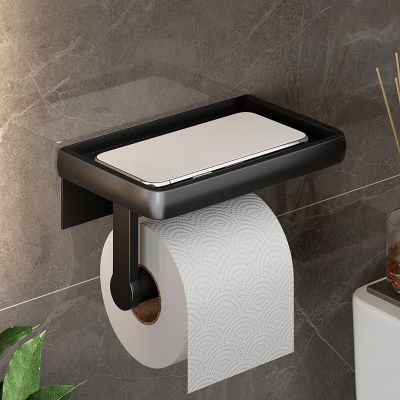 ⊕☌㍿ Large Toilet Paper Holder Wall-Mounted Paper Roll Holder With Storage Tray Toilet Organizer Phone Stand Bathroom Accessories