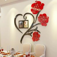 Acrylic Family Love Rose Wall Decals 3D DIY Photo Frame Wall Stickers Mural Home Decor Decal Art Ornament Wall Stickers Decals