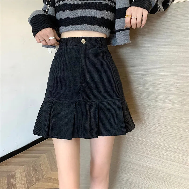 Black Corduroy Skirt Winter | vlr.eng.br