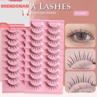 BRENDONAN 10Pairs ขนตาเต็มแถบ แสงซุปเปอร์ไลท์ ธรรมชาติตามธรรมชาติ สั้นยาวๆ เครื่องมือต่อขนตา แฟชั่นสำหรับผู้หญิง ขนตาปลอม ขนตามังกะ ปีศาจตัวน้อย คอสเพลย์