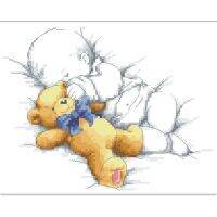 【CC】 The Baby Asleep (2) Kids 18ct 14ct 11ct Cotton Thread Embroidery