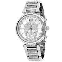 นาฬิกาผู้หญิง MICHAEL KORS Sawyer Silver Crystal Pave Dial Stainless Steel Ladies Watch MK6281