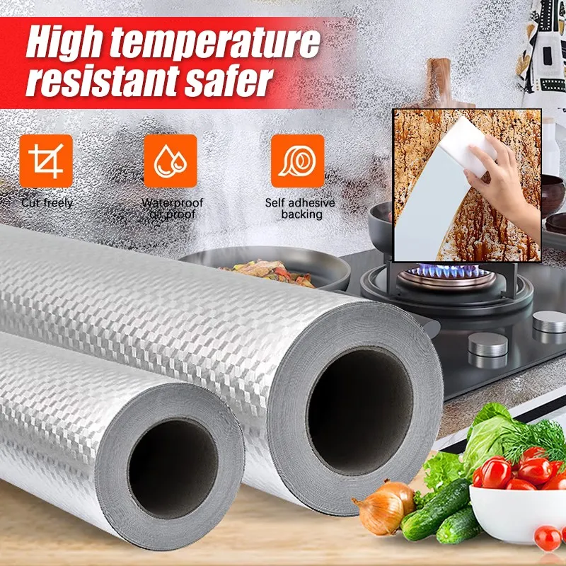 Cheap 300cmx60cm Kitchen Oil-proof Sticker Waterproof Self-adhesive High  Temperature Resistant Wallpaper Cabinet Hood Fireproof Wall Sticker | Joom