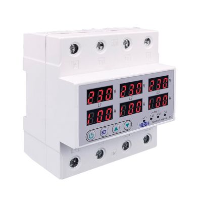 Din Rail 3 Phase Voltage Relay 380V Voltmeter Ammeter over and Under Voltage Monitor Relays Protector 100A