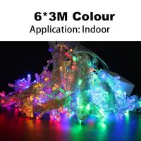 【❁】 pkdibm พวงม่านสายไฟ Led สี3M 600ไฟประดับสวยงามคริสต์มาสสำหรับวันหยุดกลางแจ้งในบ้านตกแต่งงานแต่งงานงานปาร์ตี้ขนาด6ชิ้น