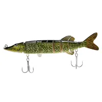 20cm 40g Lifelike Multi-jointed 8-segement Pike Muskie Fishing Lure Swimbait Crankbait Hard Bait Fish Hook Tackle ArmyGreen