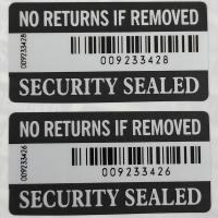 10000pcs 40x20mm WARRANTY VOID IF REMOVED SECURITY SEALED BAR-CODE Vinyl Label Double Serial Numbers Sticker Tamper Evident Stickers Labels