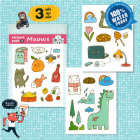 Sticker Cute Dinosaur Animal สติกเกอร์ สติ๊กเกอร์ ไดโนเสาร์ สัตว์ น่ารัก การ์ตูน ชุด 3 แผ่น